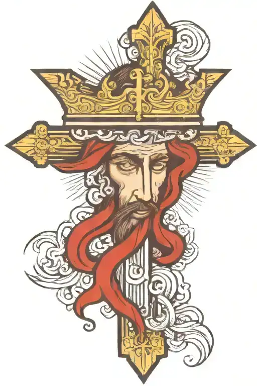 jesus  face with  crown  tattoo design idea