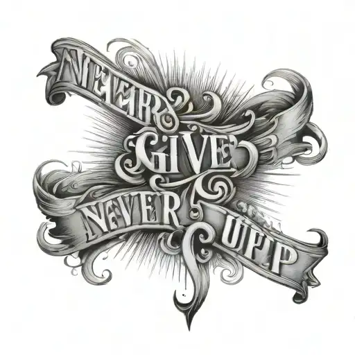 never give up attitude tattoo design idea