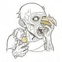 teen zombie boy with chicken nugget  in mouth tattoo design idea