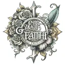 The words Grace Faith Joy and Hope linking together with f on faith being the r in grace and the top of the j being Link tattoo design idea