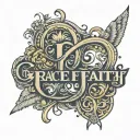 The words Grace Faith Joy and Hope linking together with f on faith being the r in grace and the top of the j being Link tattoo design idea