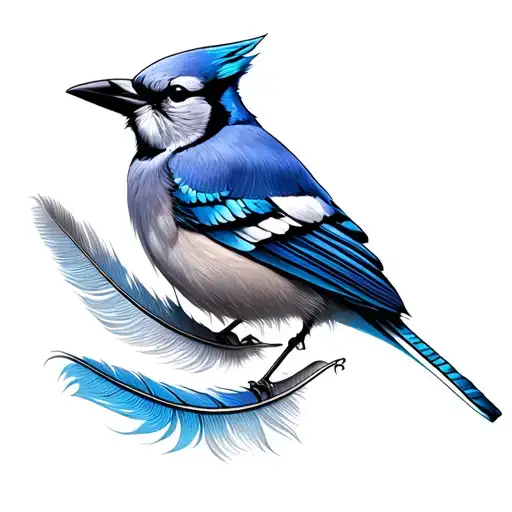 Blue Jay Feather tattoo design idea