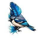 Blue Jay Feather tattoo design idea