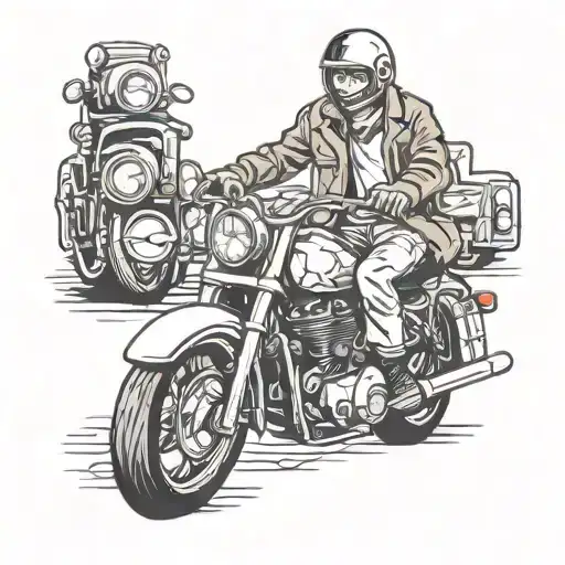 Design a tattoo for a person who loves riding motorcycles, listening to music, travelling, and he is a lawyer  tattoo design idea