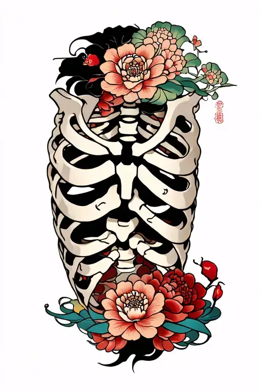 rib cage tattoo design idea
