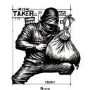 "risk taker" burglar holding a bag tattoo design idea