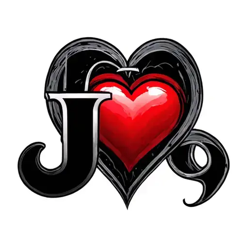 j and t with heart tattoo design idea