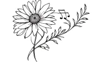 Aster flower intertwined with musical tattoo design idea