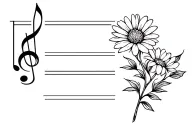 Aster flower intertwined with musical tattoo design idea