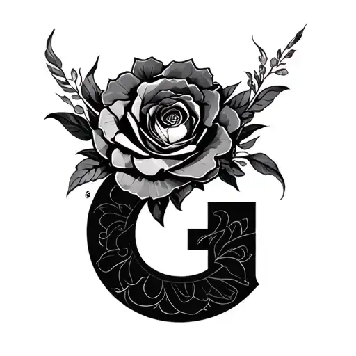 BW and LM ontop of each other next to a larger G tattoo design idea