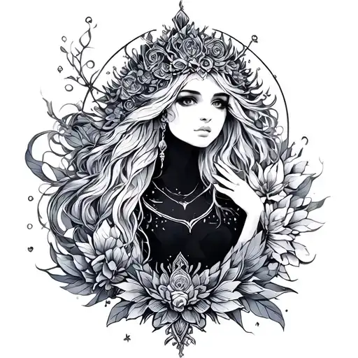 nyx goddess tattoo design idea