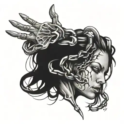 surrender chains breaking and bursting tattoo design idea