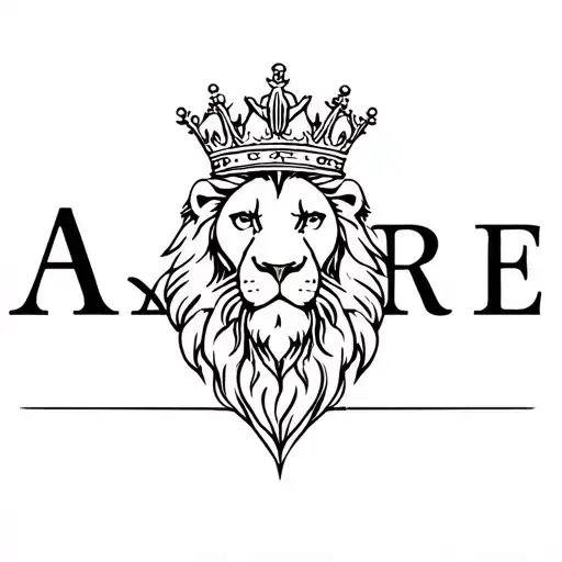 "Andre" lion wearing a crown tattoo design idea