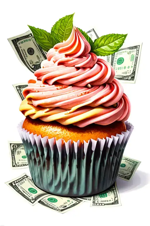 money sigh chasing cupcakes and business based tattoo design idea