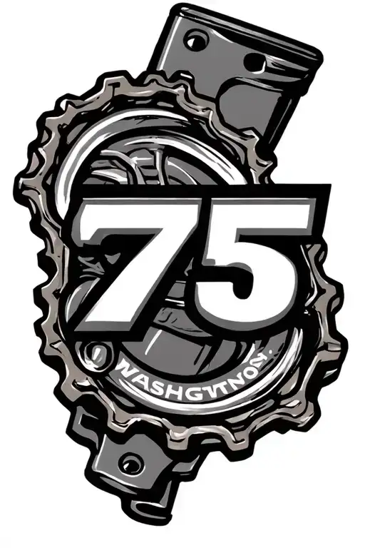 Washington state sprockets chain piston and number 75  tattoo design idea