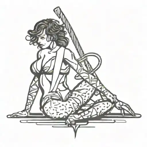 chocolate thunder bolt with a stripper pole dancer gracefully tattoo design idea