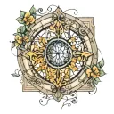 create a tattoo that is a window that would be in a house that has four panes of glass. one of the panes is shattered tattoo design idea