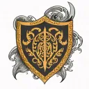 Vikings shield with writing  tattoo design idea