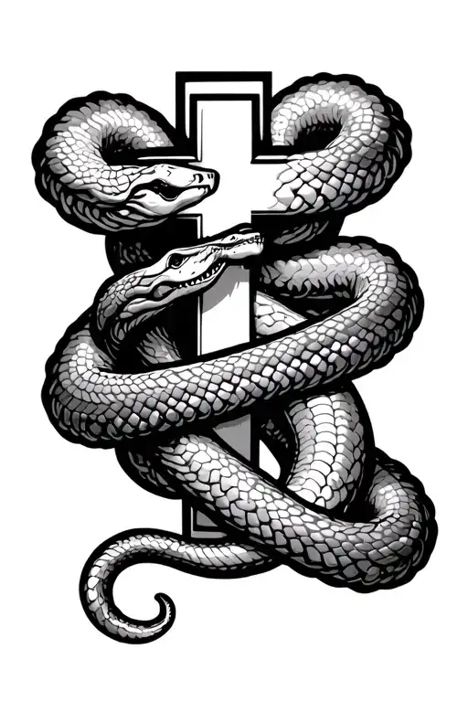 Medical cross with snakes wrapped with Type 1 Diabetic wrapped around and insulin dependent in the middle tattoo design idea