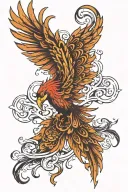 phoenix flying tattoo design idea