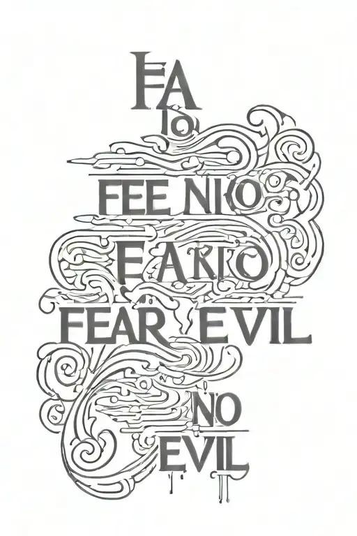 fear no evil in words tattoo design idea