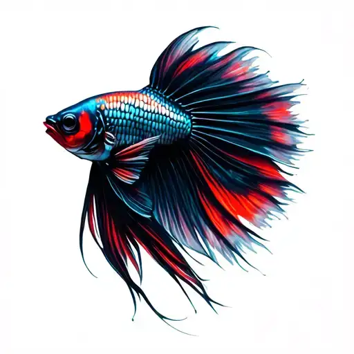 Red And Black Betta Fish tattoo design idea