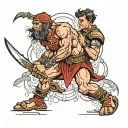 David and Goliath tattoo design idea