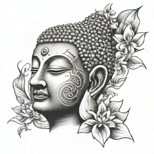 buddha face tattoo design idea