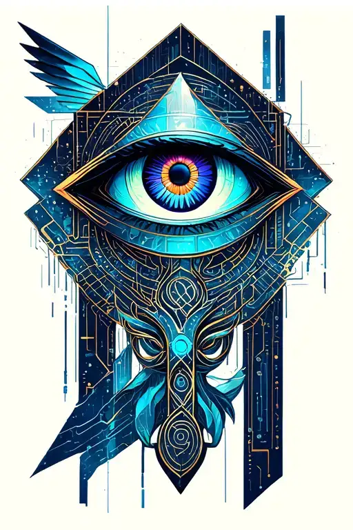 eye of horus, pyramid, matatron's cube, ankh, flower of life tattoo design idea