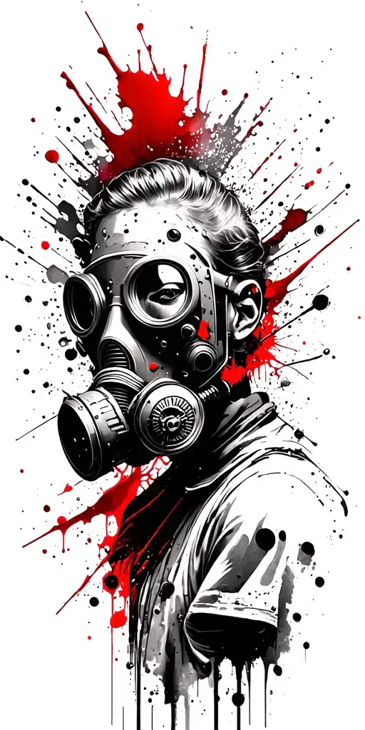 Brutalist Wasteland Gas Mask tattoo design idea