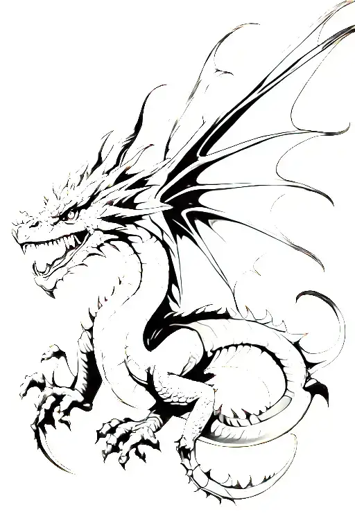 simple dragon flying fourth wing tattoo design idea
