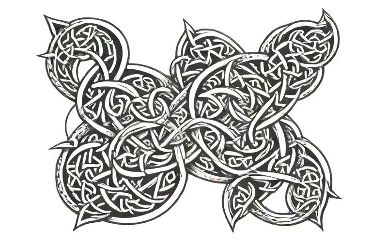 Celtic knotwork intertwined tattoo design idea