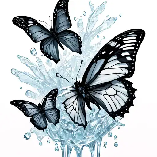 ice and butterflies tattoo design idea