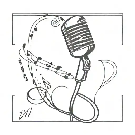A minimalist tattoo of a microphone intertwined with musical notes tattoo design idea