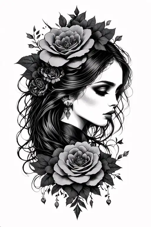 feminine gothic style tattoo design idea
