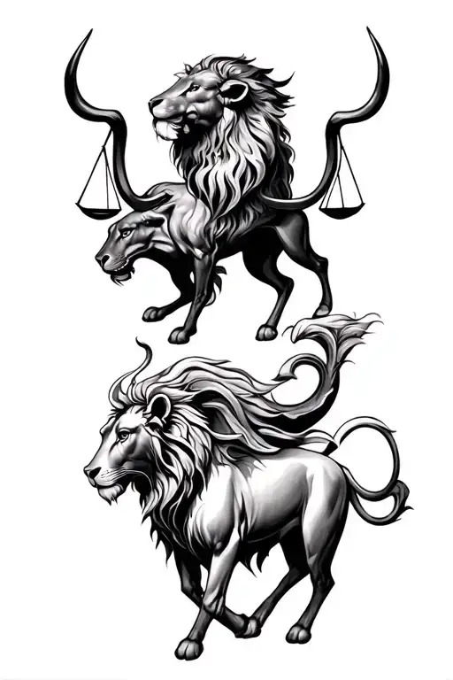 Zodiac signs: Libra, Leo, Taurus, Leo tattoo design idea