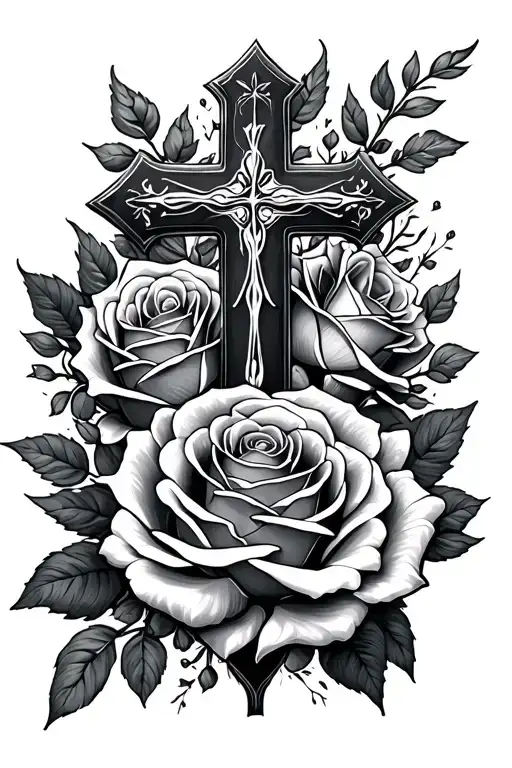 roses, cross, proverbs 31 tattoo design idea