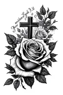 roses, cross, proverbs 31 tattoo design idea
