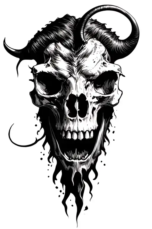 Minataur Breaking Skull tattoo design idea