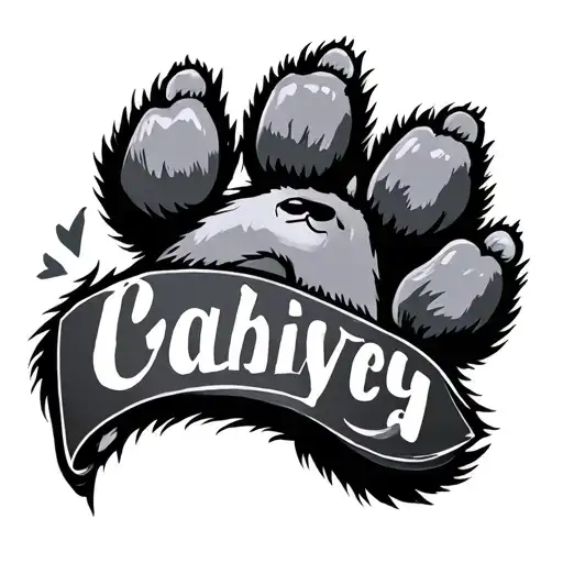 dog paw with name bear tattoo design idea