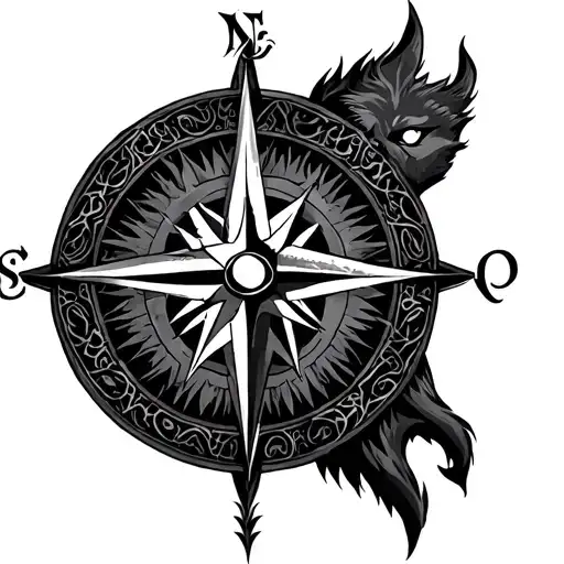 fenrir norse compass tattoo design idea