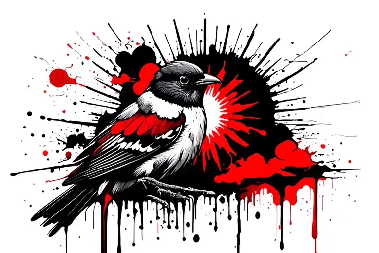 bird with Sun rays and clouds tattoo design idea