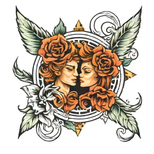 Gemini zodiac sign tattoo design idea