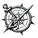 compass rose anchor intertwined tattoo design idea