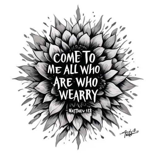 come to me all who are weary Matthew 11:28 tattoo design idea