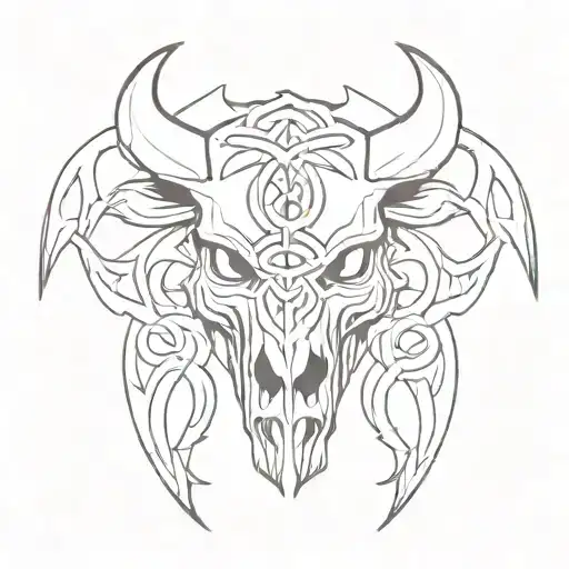 celtic boar skull angry tattoo design idea