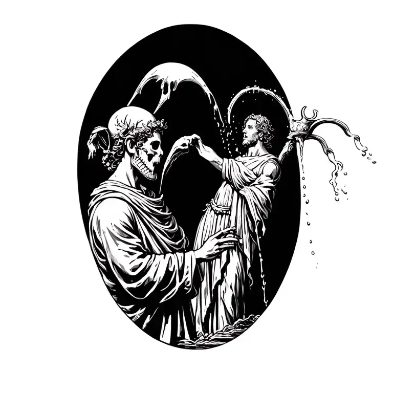 st florian pouring water onto reaper tattoo design idea