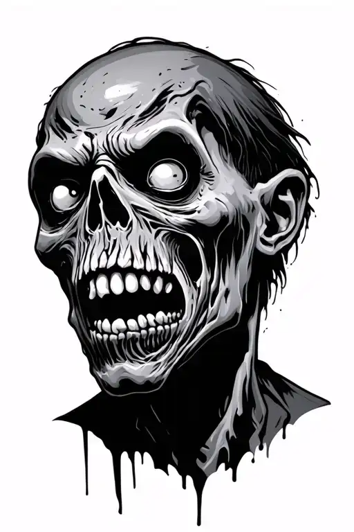 zombie head tattoo design idea