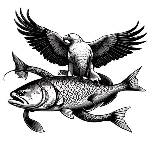 elephant snake trout beetle eagle tattoo design idea