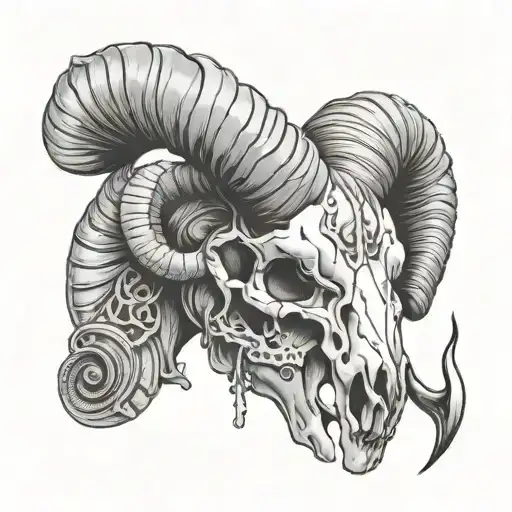 ram skull tattoo design idea